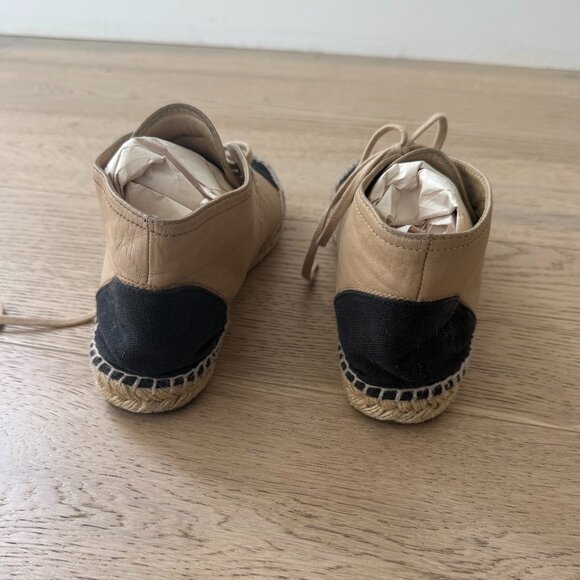 leather espadrilles chanel lace up espadrilles